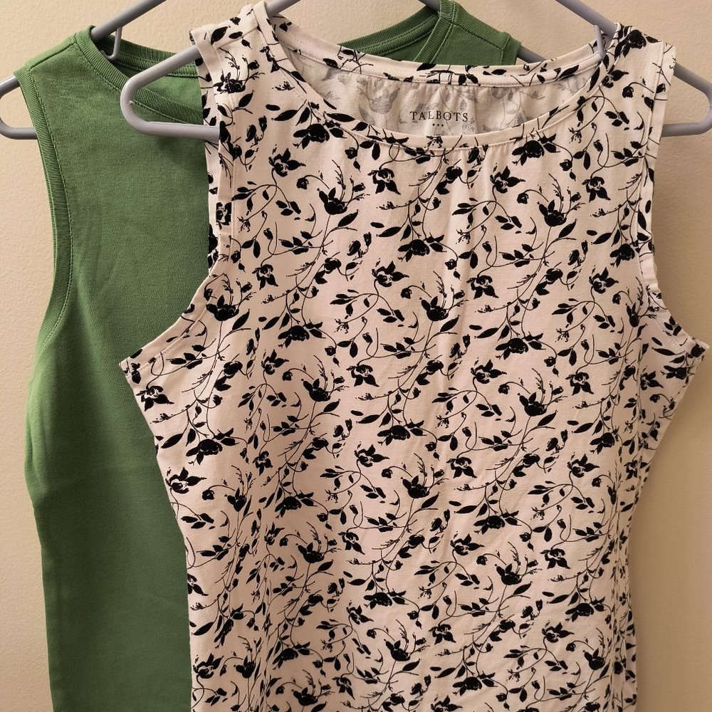 2-Talbots Tank Tops - B&W (Medium) & Green (Med-Petite)